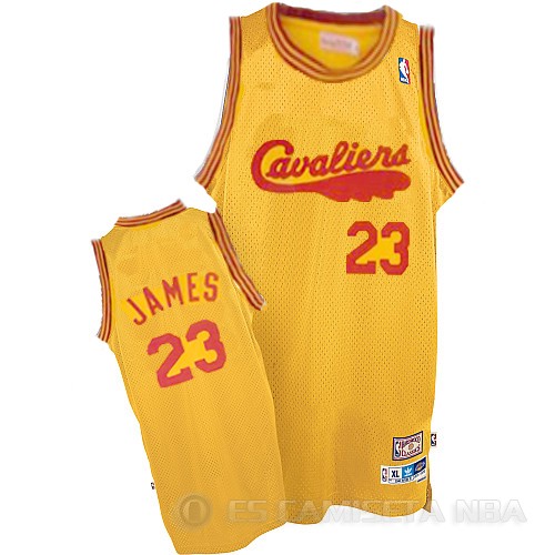 Camiseta James Cavs #23 Cleveland Cavaliers Amarillo - Haga un click en la imagen para cerrar